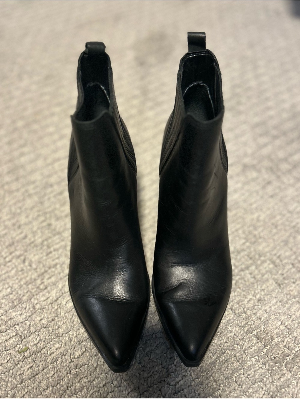 Marc Fisher LTD Alva Pointy Toe Black Leather Chelsea Booties